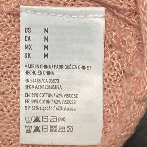 American Eagle Outfitters Knitted Crop Top Tank Peach Loose Fit Hi Lo Sides Sz M - Picture 7 of 9